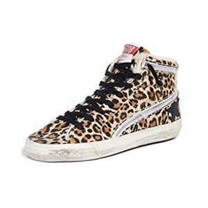 NEW Golden Goose Leopard High Top Sneakers